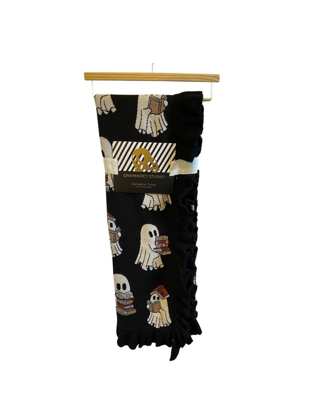2026 Halloween Ghost Reading Book Blanket in Black - NWT **